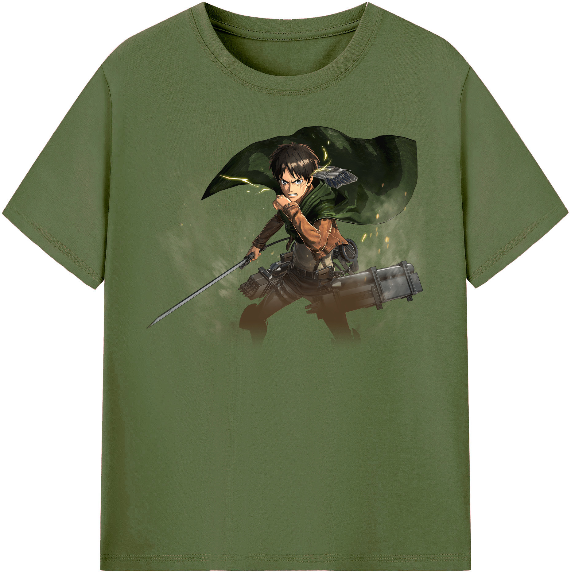 （画像用） 進撃の巨人 エレン･イェーガー Attack on Titan Eren Jäger 綿100％半袖Tシャツ（フロントプリント）